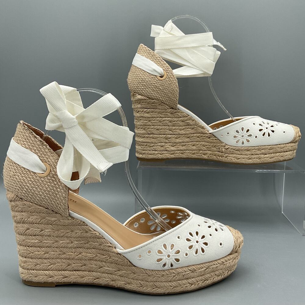 NEW on 34th Women’s Melindaa Espadrille Wedge Sandals White Size 10M